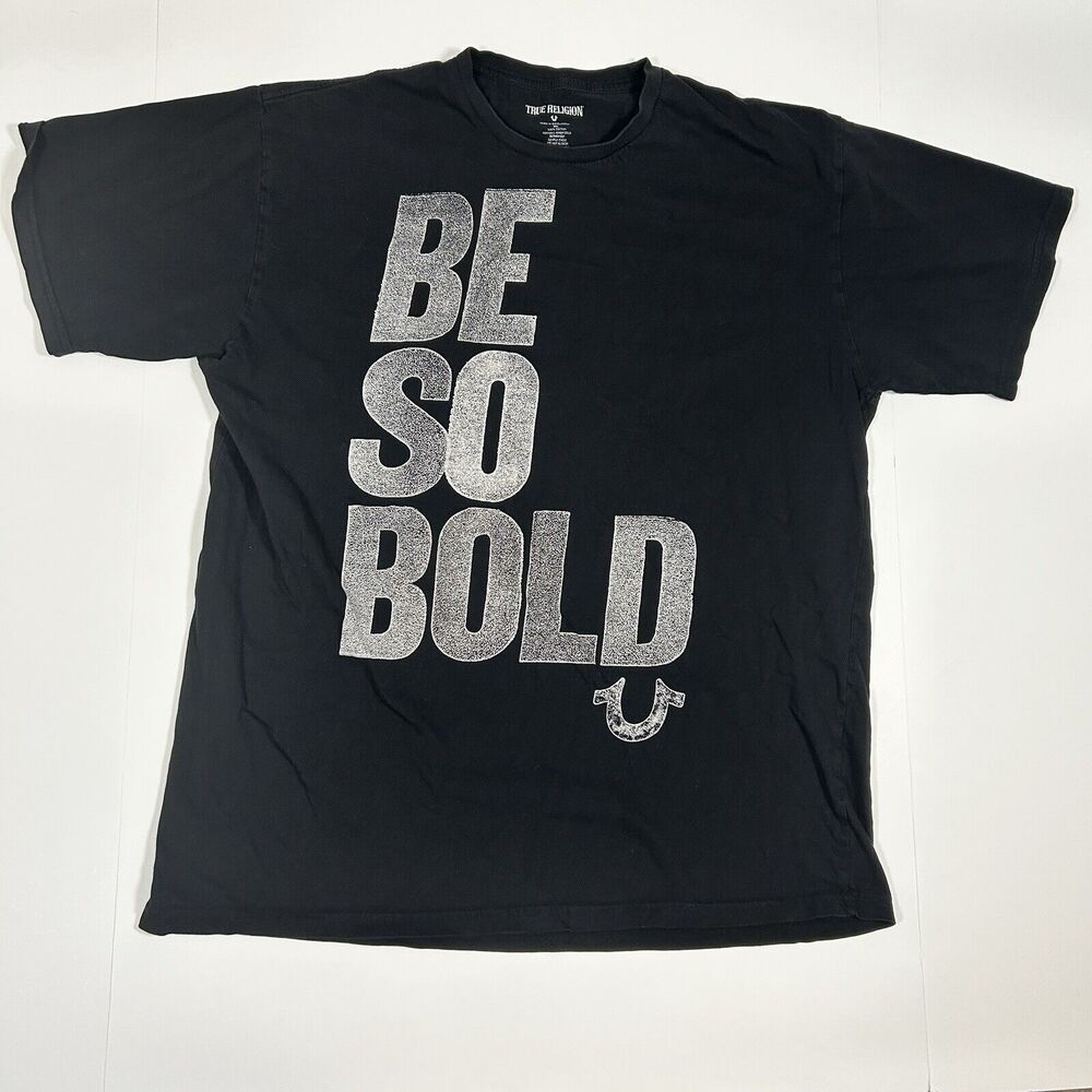 TRUE RELIGION BLACK BE SO BOLD GRAPHIC TEE T-SHIRT TOP SIZE XL Mens